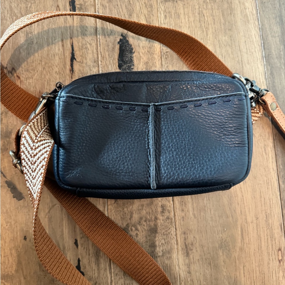 The Sak Black Leather Bag with Tan Strap